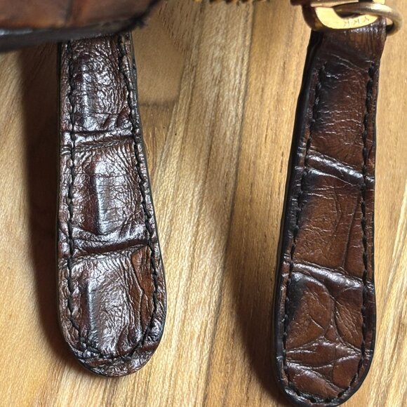 Brahmin Leather Satchel Doctor Style Handbag with Crocodile Embosssed Trim - Picture 8 of 15